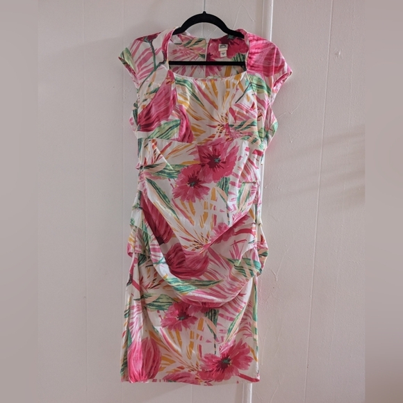 Signature by Sangria Pink Ruched Asymmetrical Sheath Dress - Picture 1 of 10